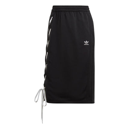 Black - Front - Adidas Womens-Ladies Originals Lace Up Regular Midi Skirt
