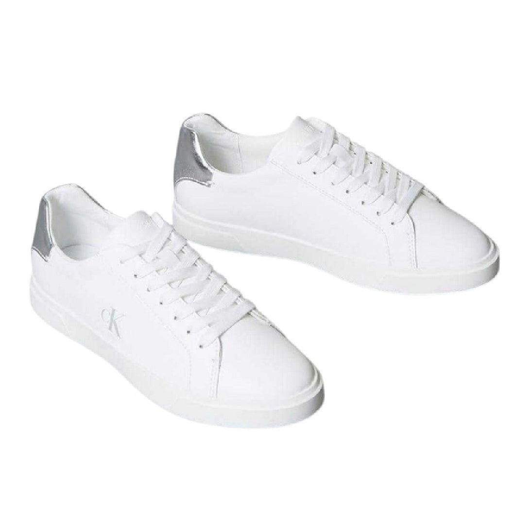 White - Lifestyle - Calvin Klein Womens-Ladies Brooke Leather Court Trainers
