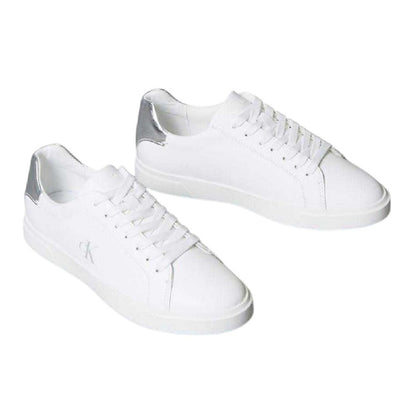 White - Lifestyle - Calvin Klein Womens-Ladies Brooke Leather Court Trainers