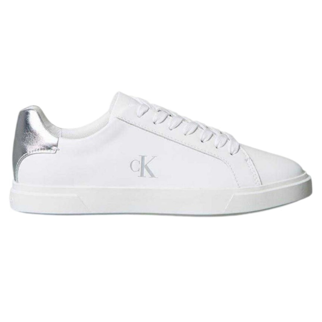 White - Front - Calvin Klein Womens-Ladies Brooke Leather Court Trainers
