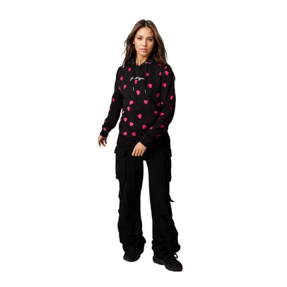 Black - Side - Hype Womens-Ladies Heart Hoodie