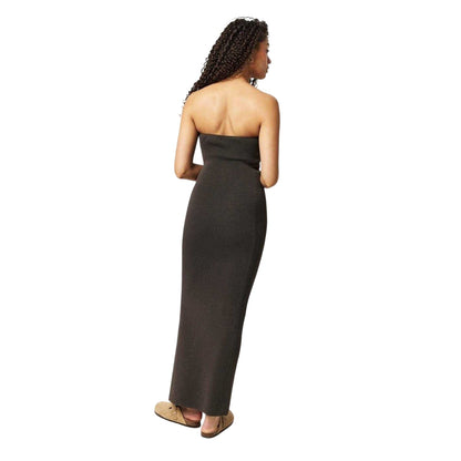 Espresso - Back - Jack Wills Womens-Ladies Ribbed Bandeau Slim Maxi Dress