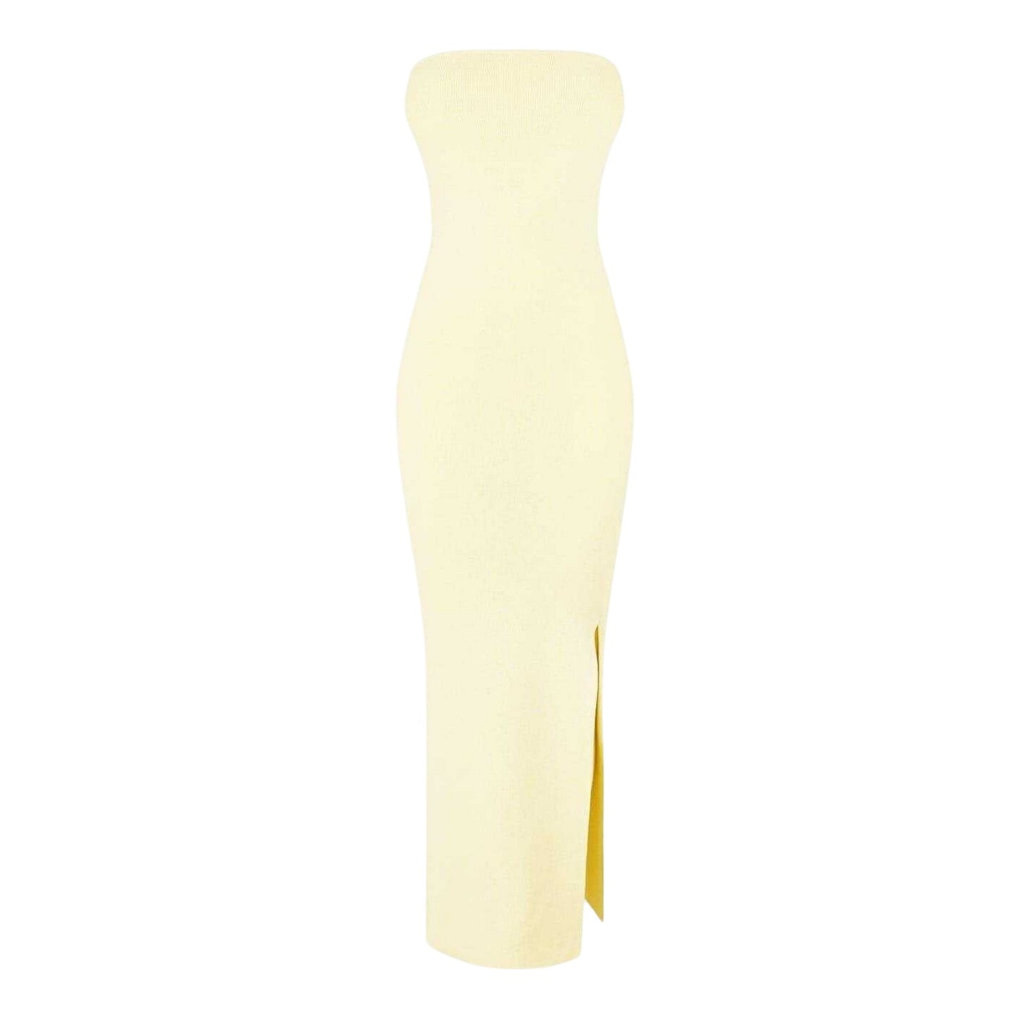 Buttercream - Front - Jack Wills Womens-Ladies Ribbed Bandeau Slim Maxi Dress