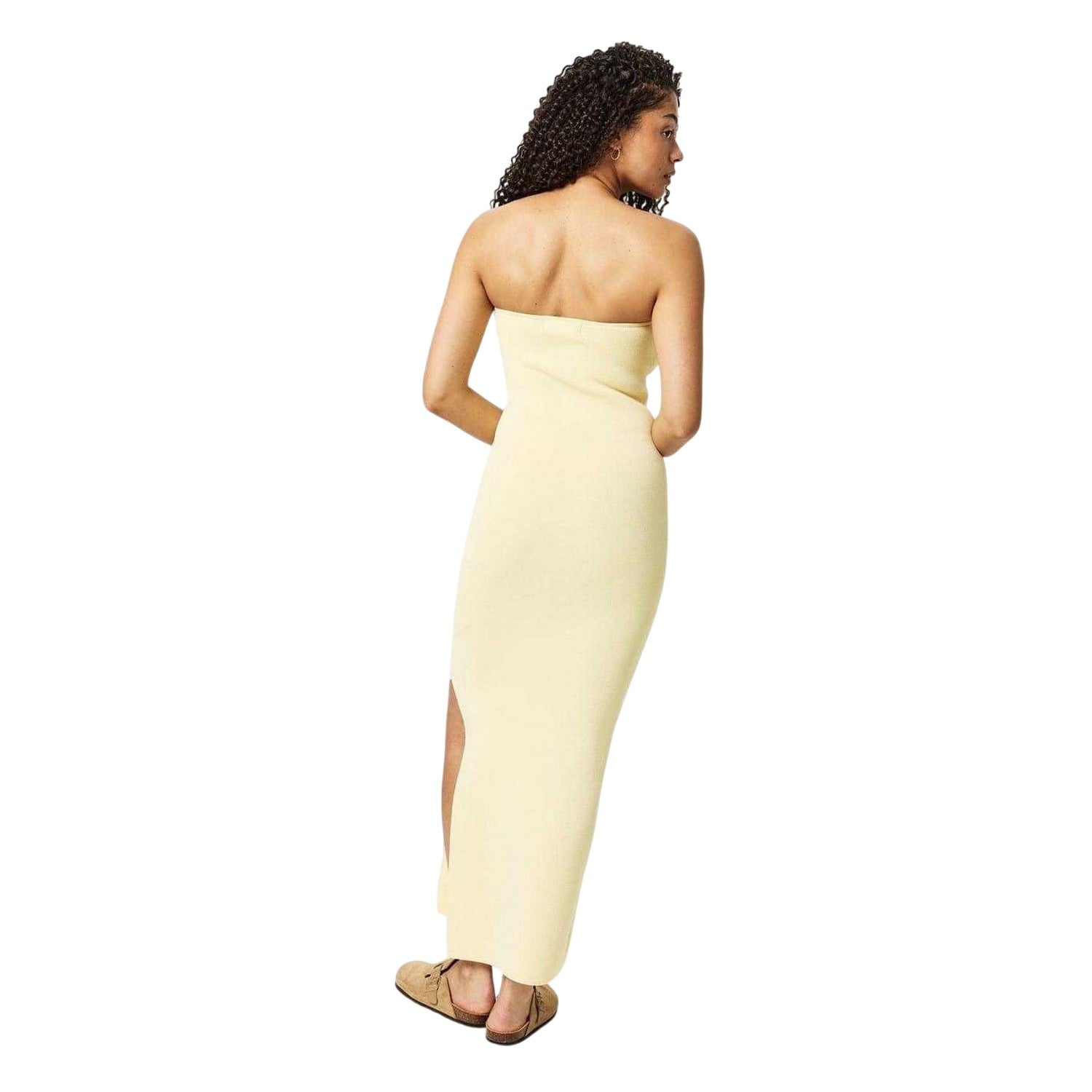 Buttercream - Back - Jack Wills Womens-Ladies Ribbed Bandeau Slim Maxi Dress
