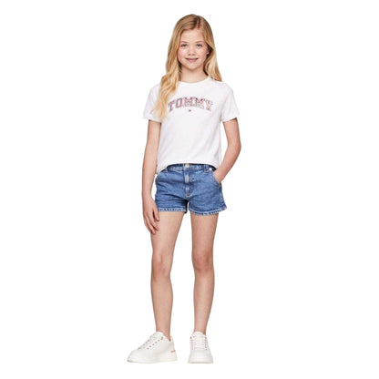 White - Side - Tommy Hilfiger Childrens-Kids Varsity T-Shirt