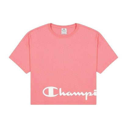 Pink - Front - Champion Womens-Ladies Crew Neck Regular Crop T-Shirt