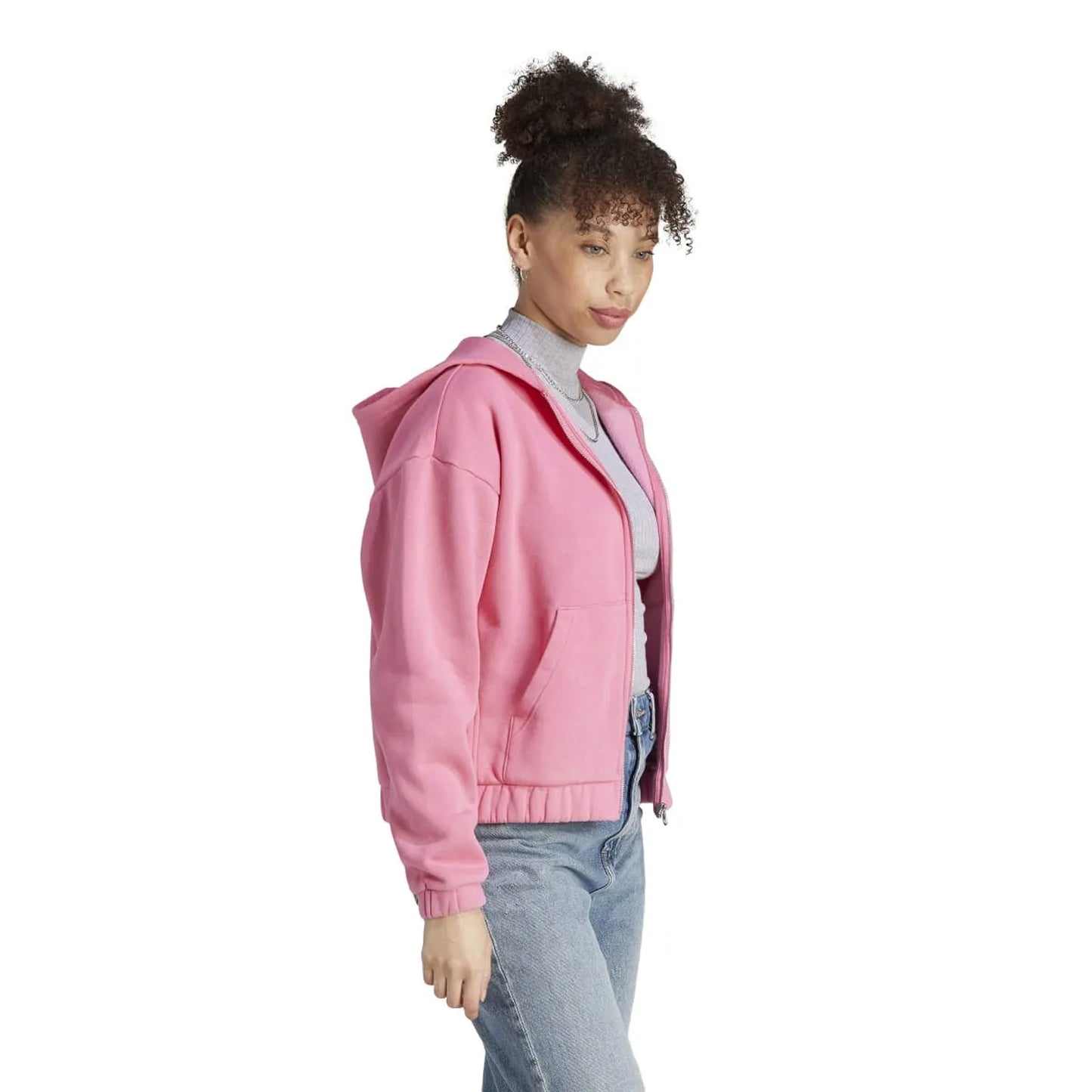 Pink - Side - Adidas Womens-Ladies All SZN Washed Fleece Track Top