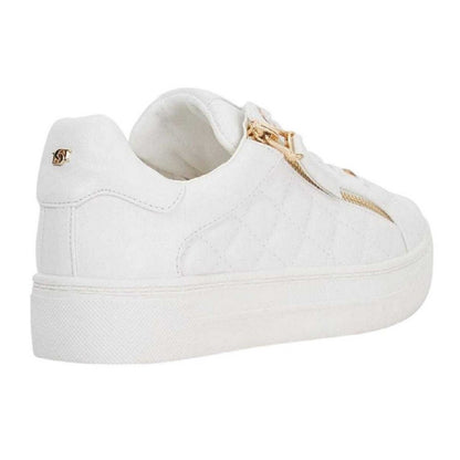 White - Back - Dune London Womens-Ladies Eisel Quilted Quilted Side Zip Flatform Trainers