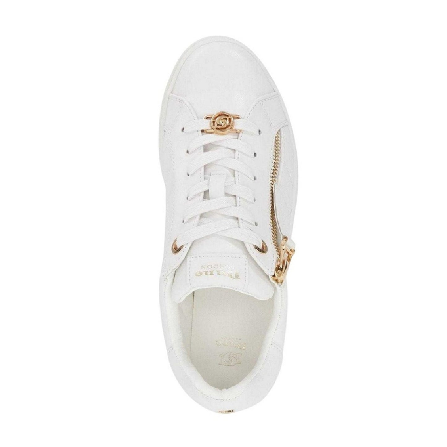 White - Side - Dune London Womens-Ladies Eisel Quilted Quilted Side Zip Flatform Trainers