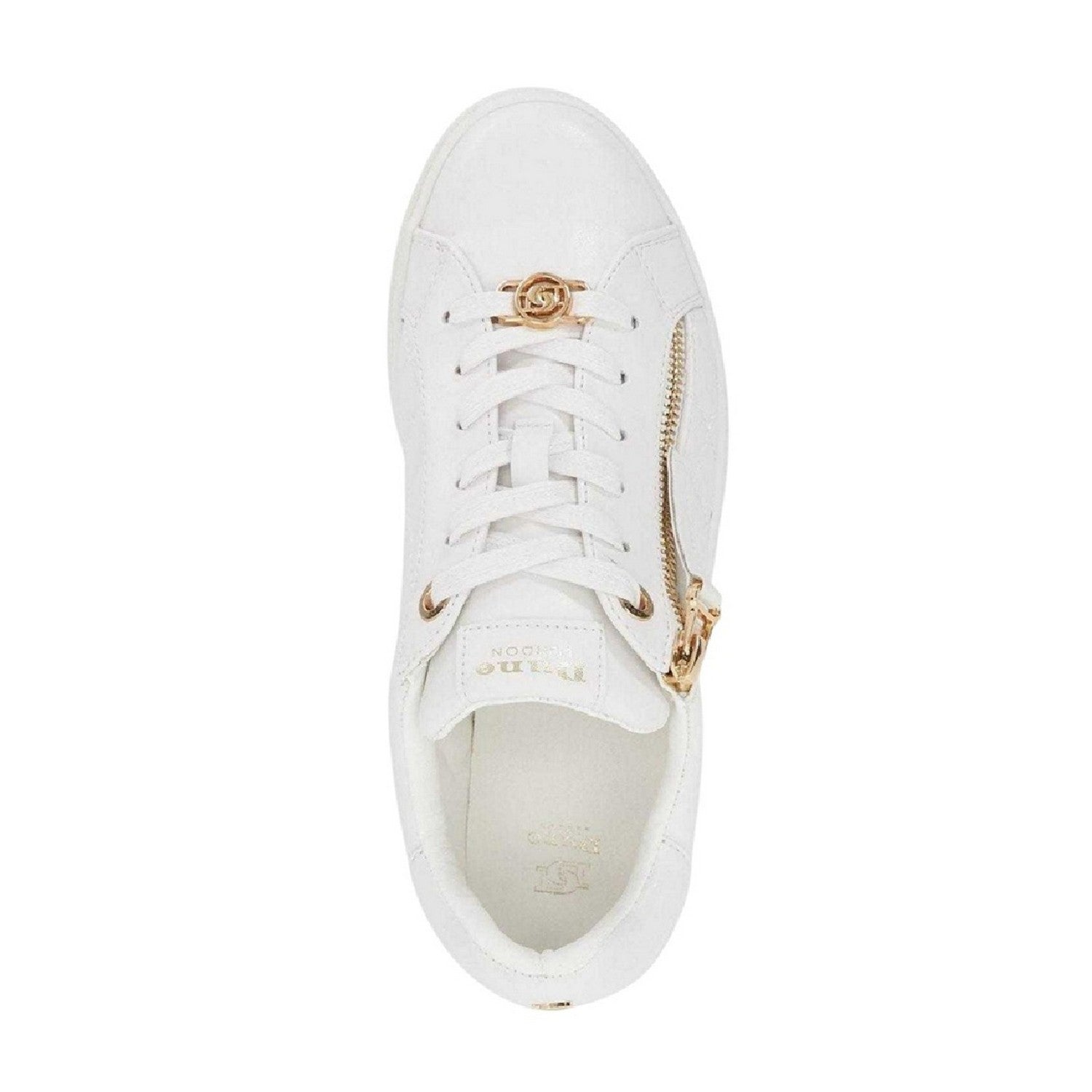 White - Side - Dune London Womens-Ladies Eisel Quilted Quilted Side Zip Flatform Trainers