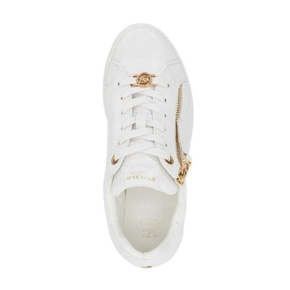 White - Side - Dune London Womens-Ladies Eisel Quilted Quilted Side Zip Flatform Trainers