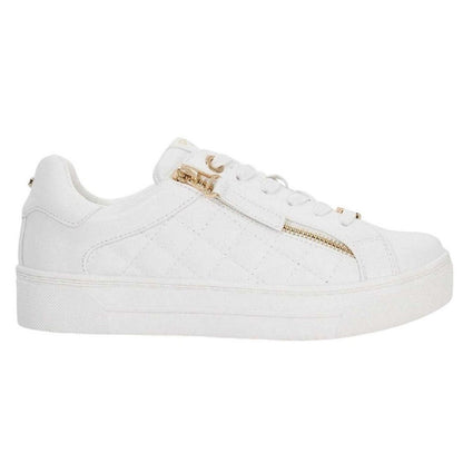 White - Lifestyle - Dune London Womens-Ladies Eisel Quilted Quilted Side Zip Flatform Trainers