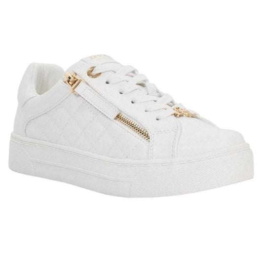 White - Front - Dune London Womens-Ladies Eisel Quilted Quilted Side Zip Flatform Trainers