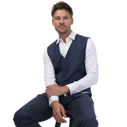 Blue - Side - Ted Baker Mens Formal Waistcoat