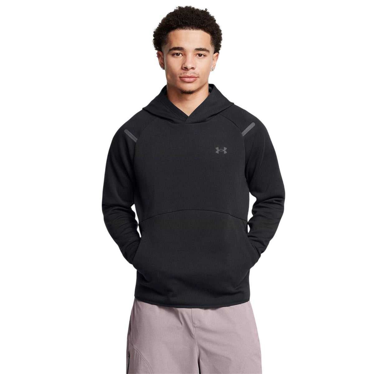 Black - Side - Under Armour Mens Raglan Athletic Hoodie