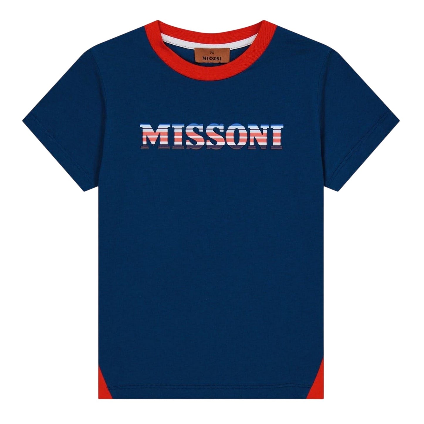 Navy-Red - Front - Missoni Childrens-Kids Logo Regular T-Shirt