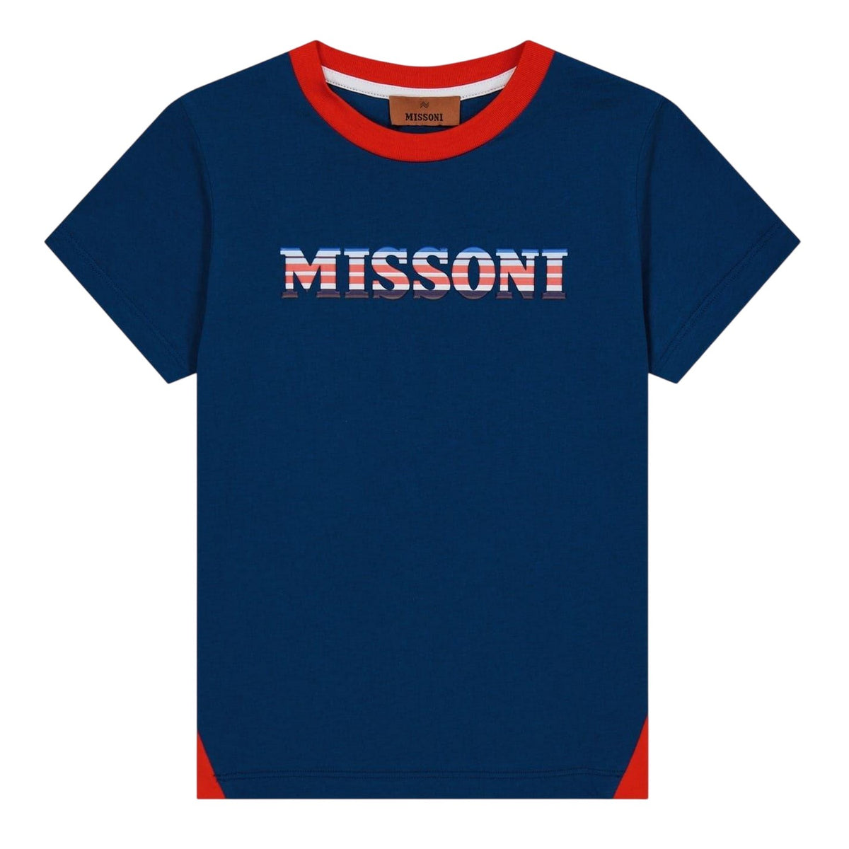 Navy-Red - Front - Missoni Childrens-Kids Logo Regular T-Shirt