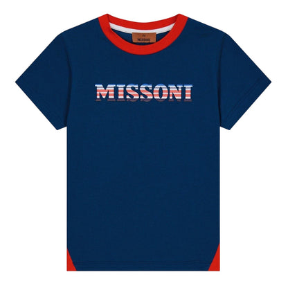 Navy-Red - Front - Missoni Childrens-Kids Logo Regular T-Shirt