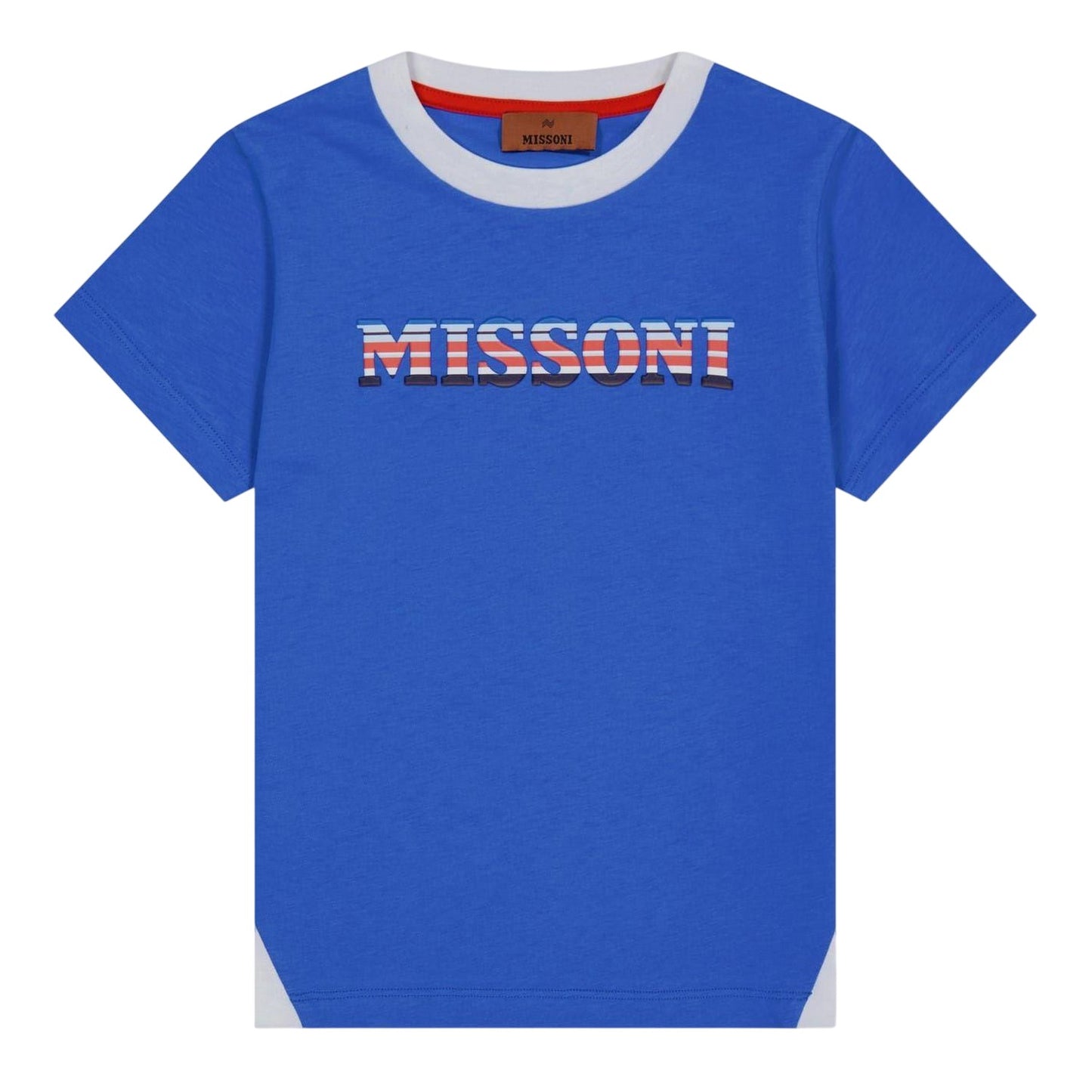 Blue-Red - Front - Missoni Childrens-Kids Logo Regular T-Shirt