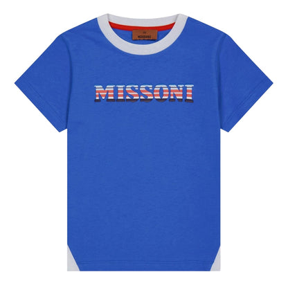 Blue-Red - Front - Missoni Childrens-Kids Logo Regular T-Shirt