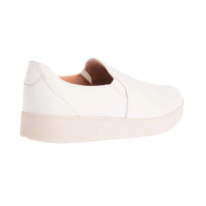 White - Back - FitFlop Womens-Ladies Rally Leather Slip-on Trainers