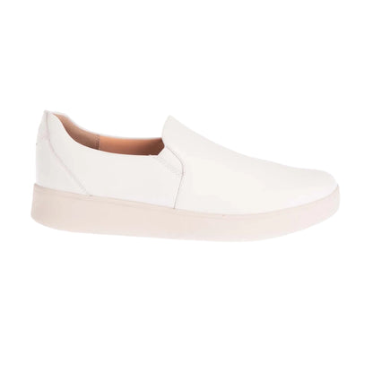 White - Side - FitFlop Womens-Ladies Rally Leather Slip-on Trainers