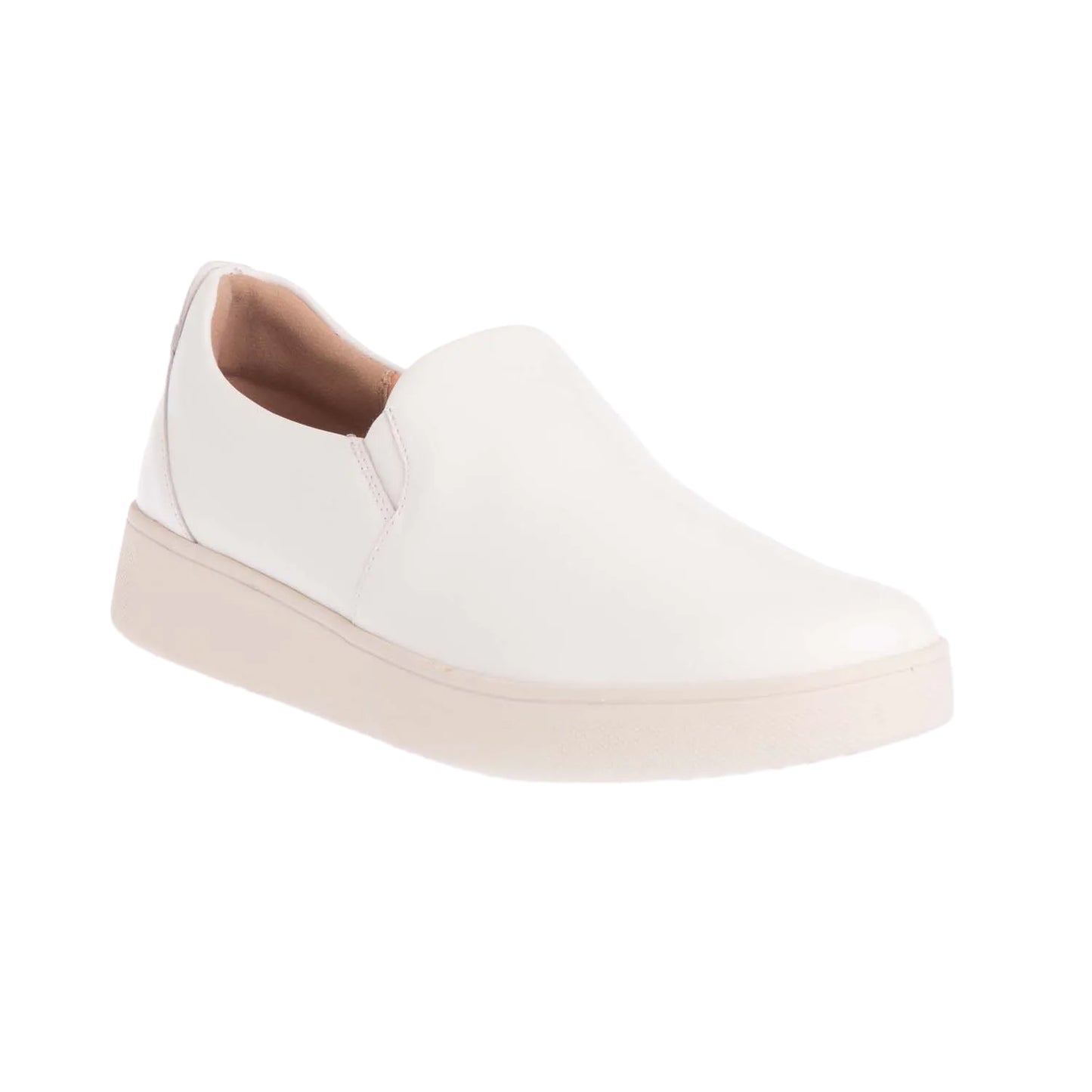 White - Front - FitFlop Womens-Ladies Rally Leather Slip-on Trainers