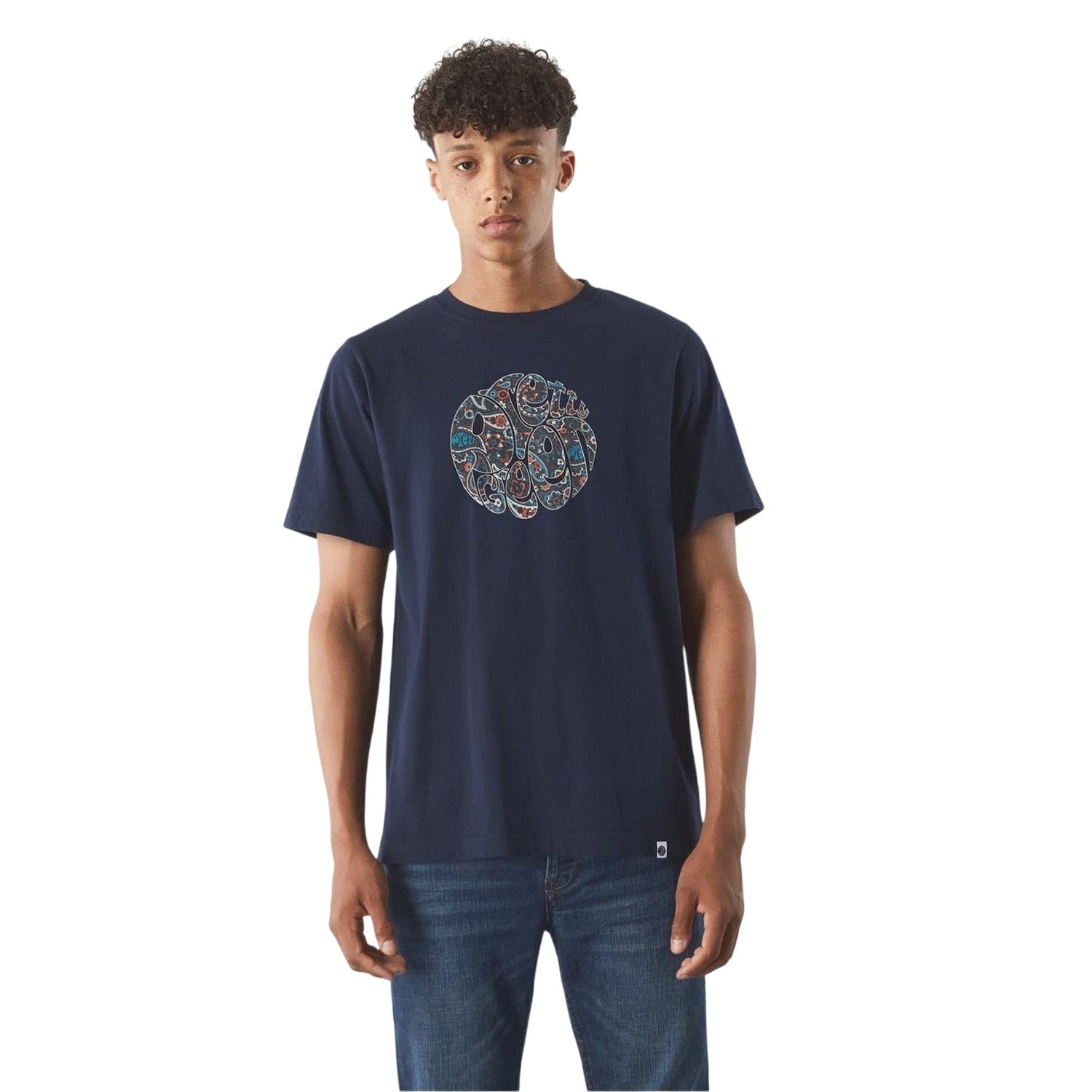 Navy - Side - Pretty Green Womens-Ladies Wonderwall Printed Regular T-Shirt