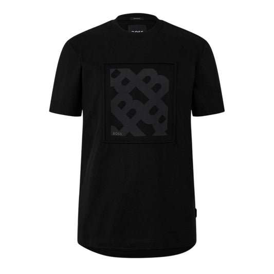 Black - Front - Boss Mens Big Logo Crew Neck Regular T-Shirt