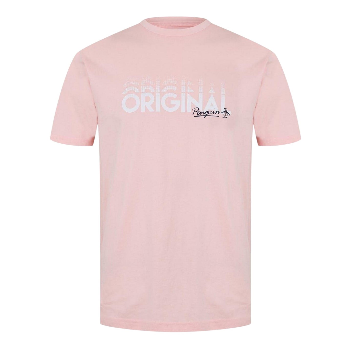 Pink - Front - Original Penguin Mens Lettering Crew Neck Regular T-Shirt