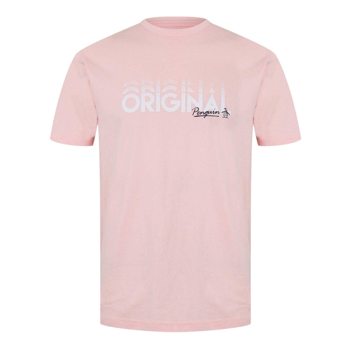 Pink - Front - Original Penguin Mens Lettering Crew Neck Regular T-Shirt