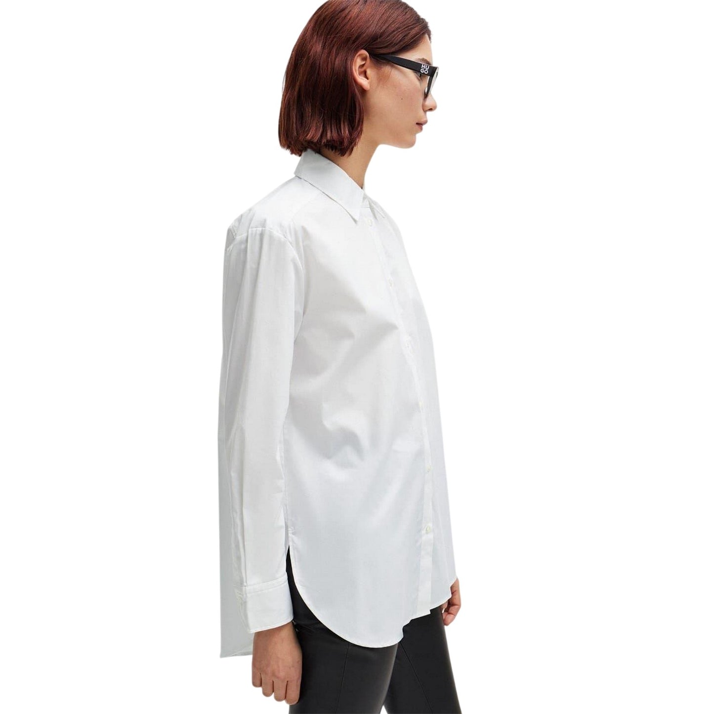 White - Lifestyle - Hugo Boss Womens-Ladies Boyfriend Shirt