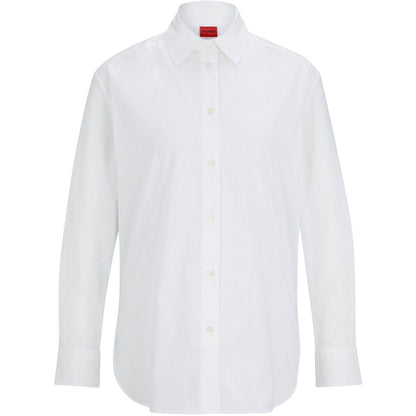 White - Front - Hugo Boss Womens-Ladies Boyfriend Shirt