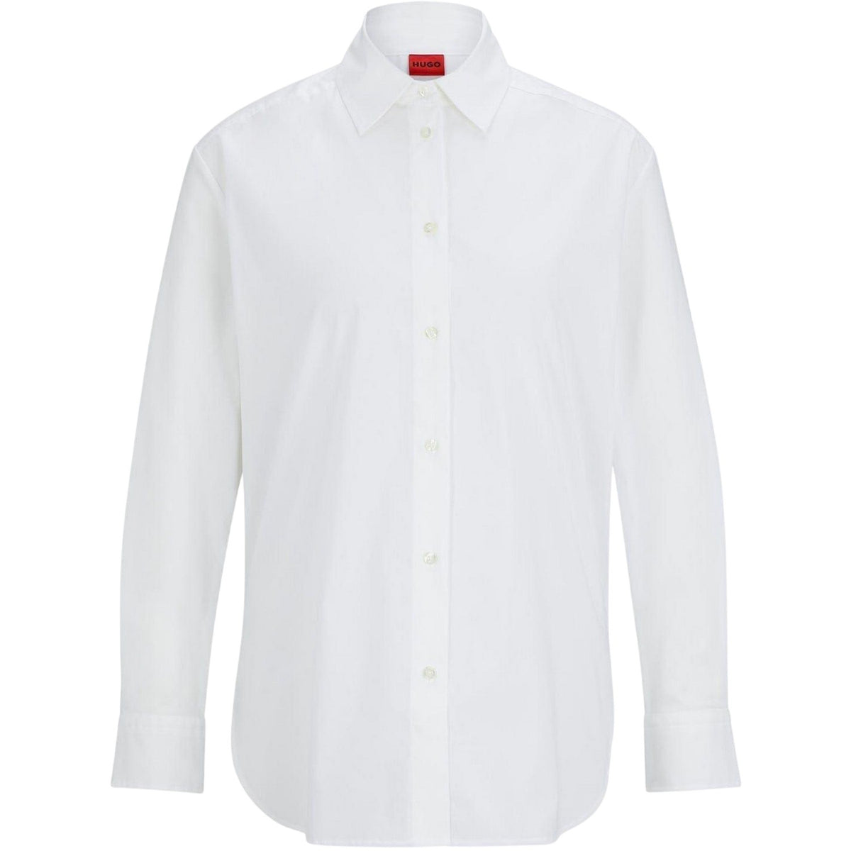 White - Front - Hugo Boss Womens-Ladies Boyfriend Shirt