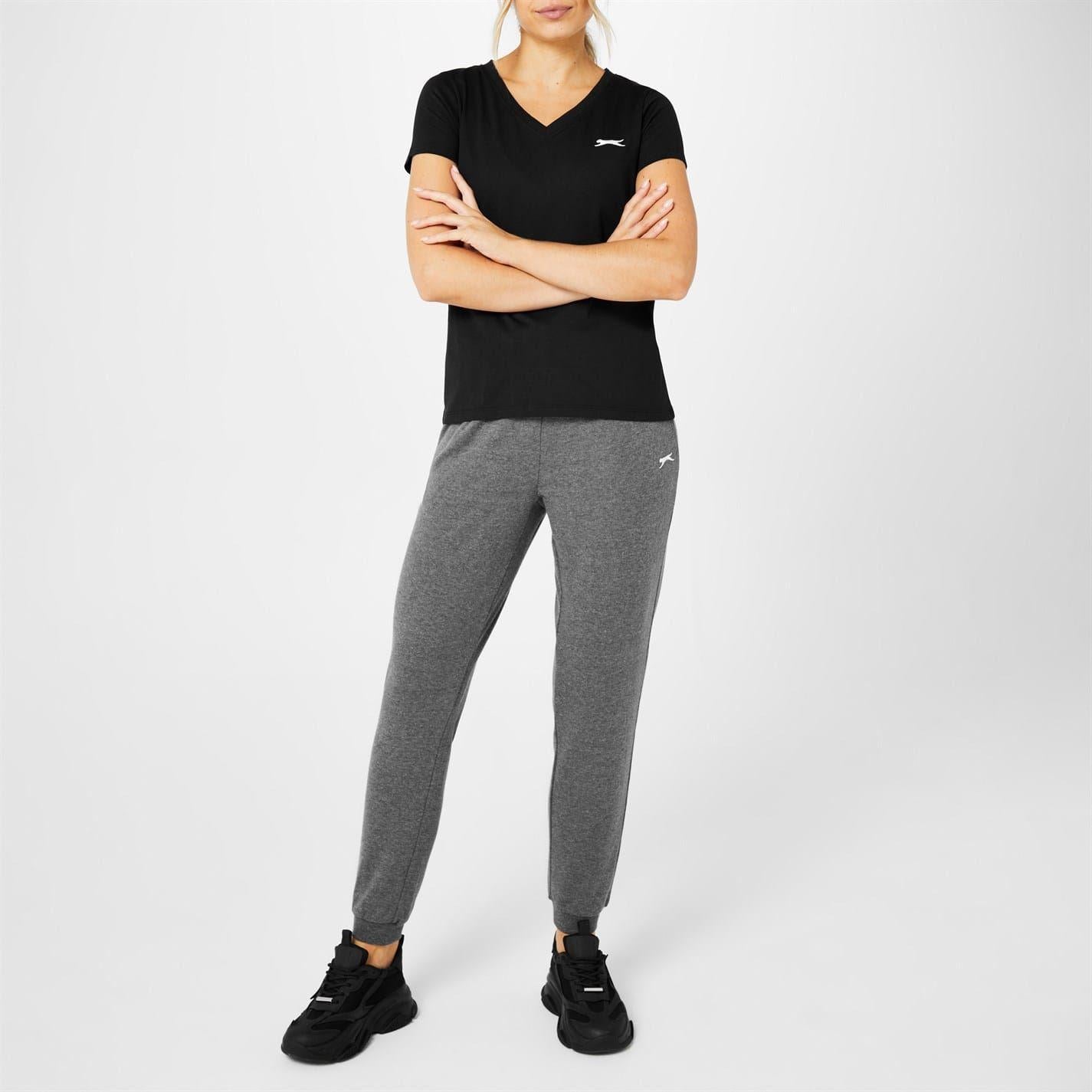 Charcoal Marl - Back - Slazenger Womens-Ladies Interlock Jogging Bottoms