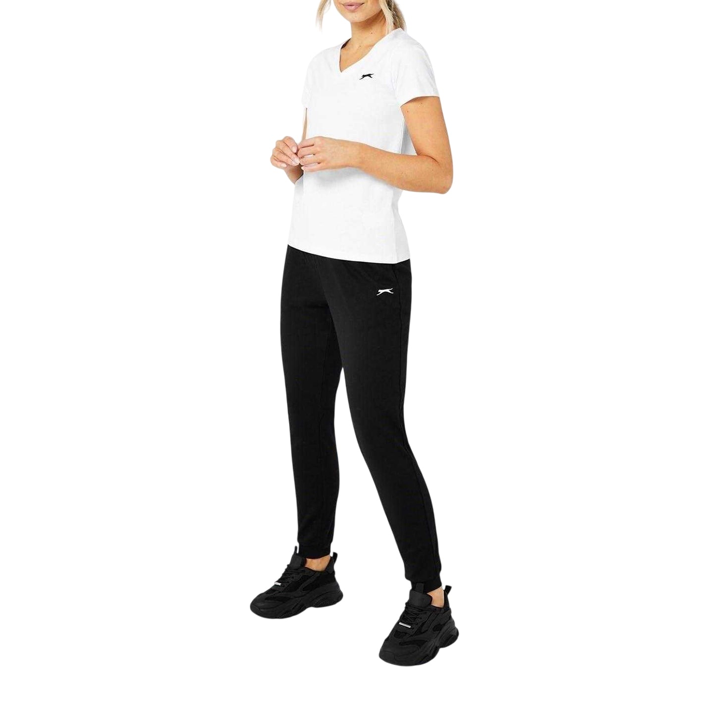Black - Lifestyle - Slazenger Womens-Ladies Interlock Jogging Bottoms