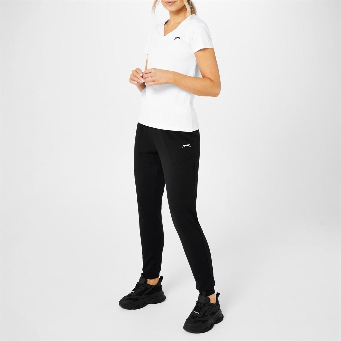 Black - Lifestyle - Slazenger Womens-Ladies Interlock Jogging Bottoms