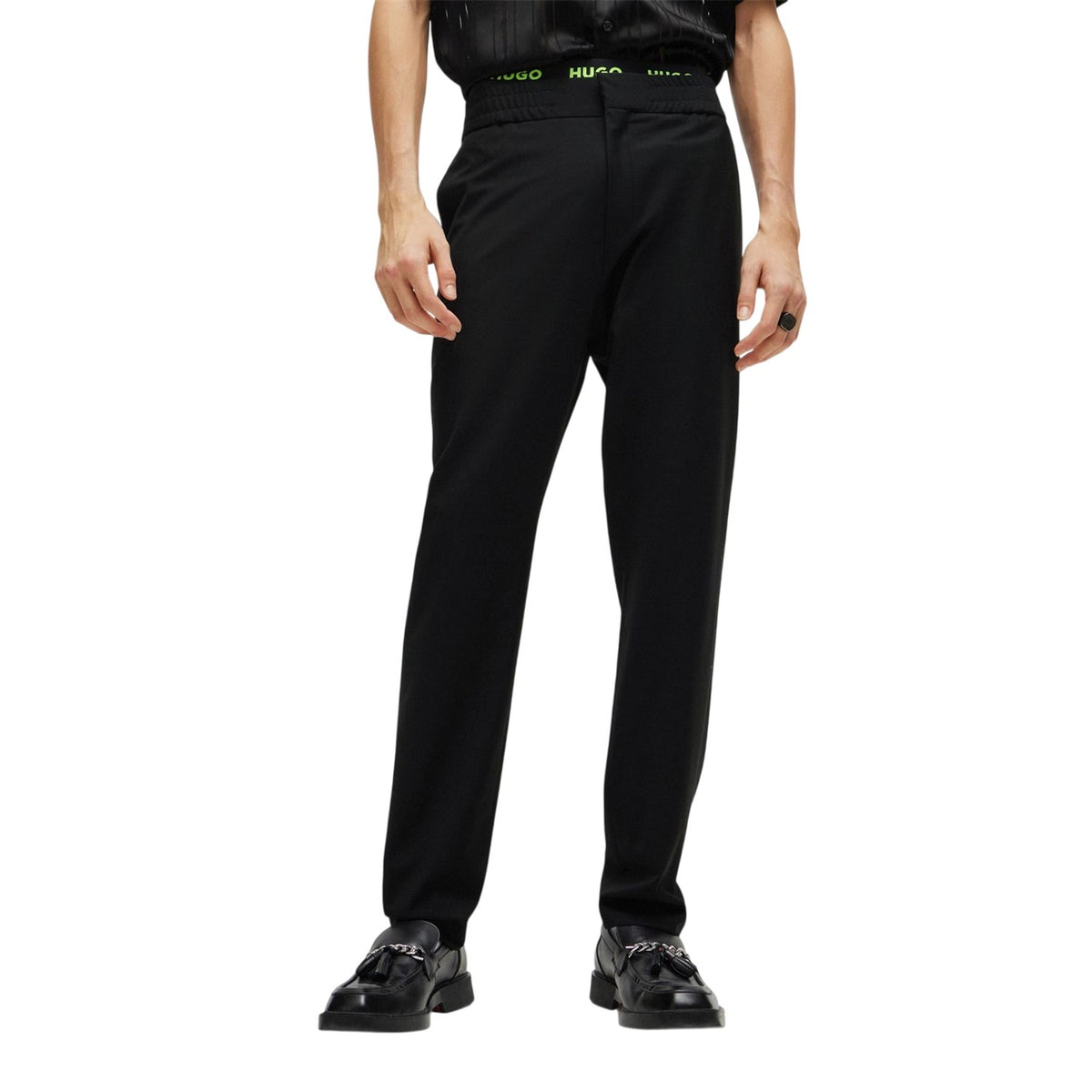 Black - Side - Hugo Mens Extra-Slim Trousers