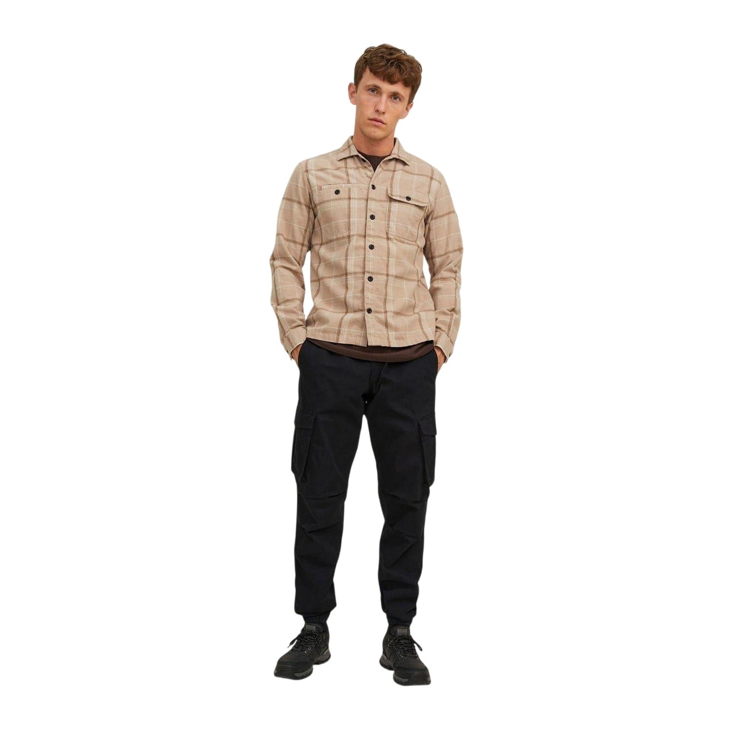 Black - Side - Jack And Jones Mens Plain Cargo Trousers