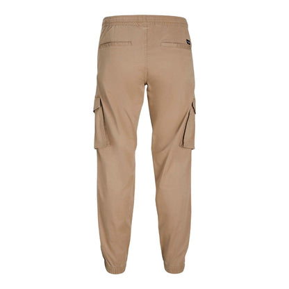 Brown - Back - Jack And Jones Mens Plain Cargo Trousers