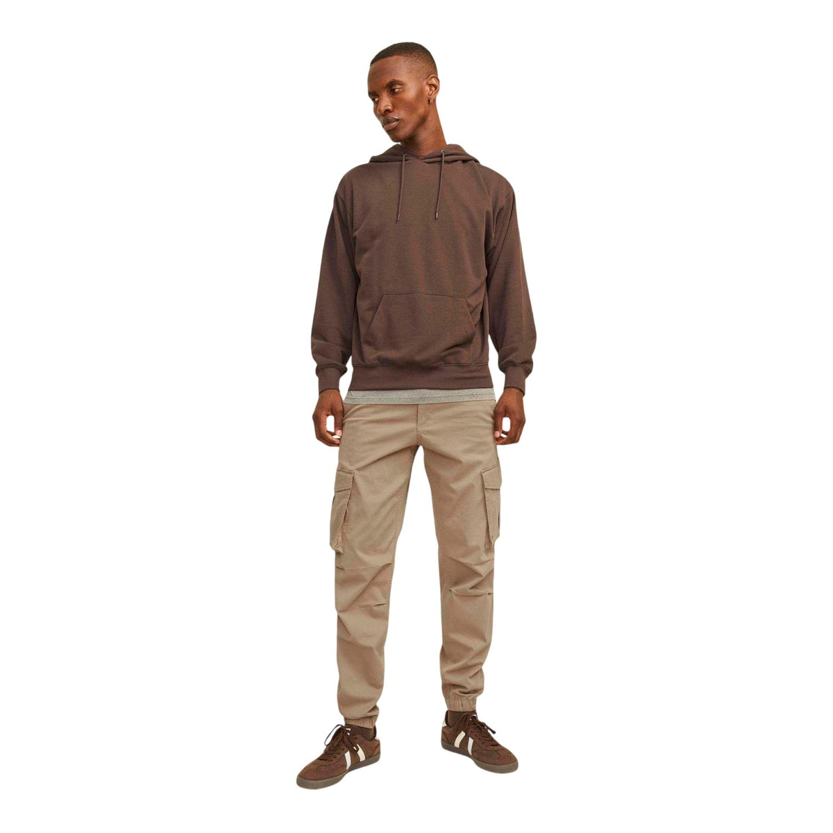 Brown - Side - Jack And Jones Mens Plain Cargo Trousers