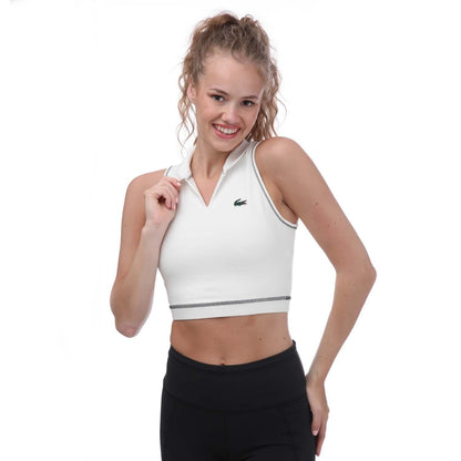 White - Side - Lacoste Womens-Ladies Polo Sports Bra