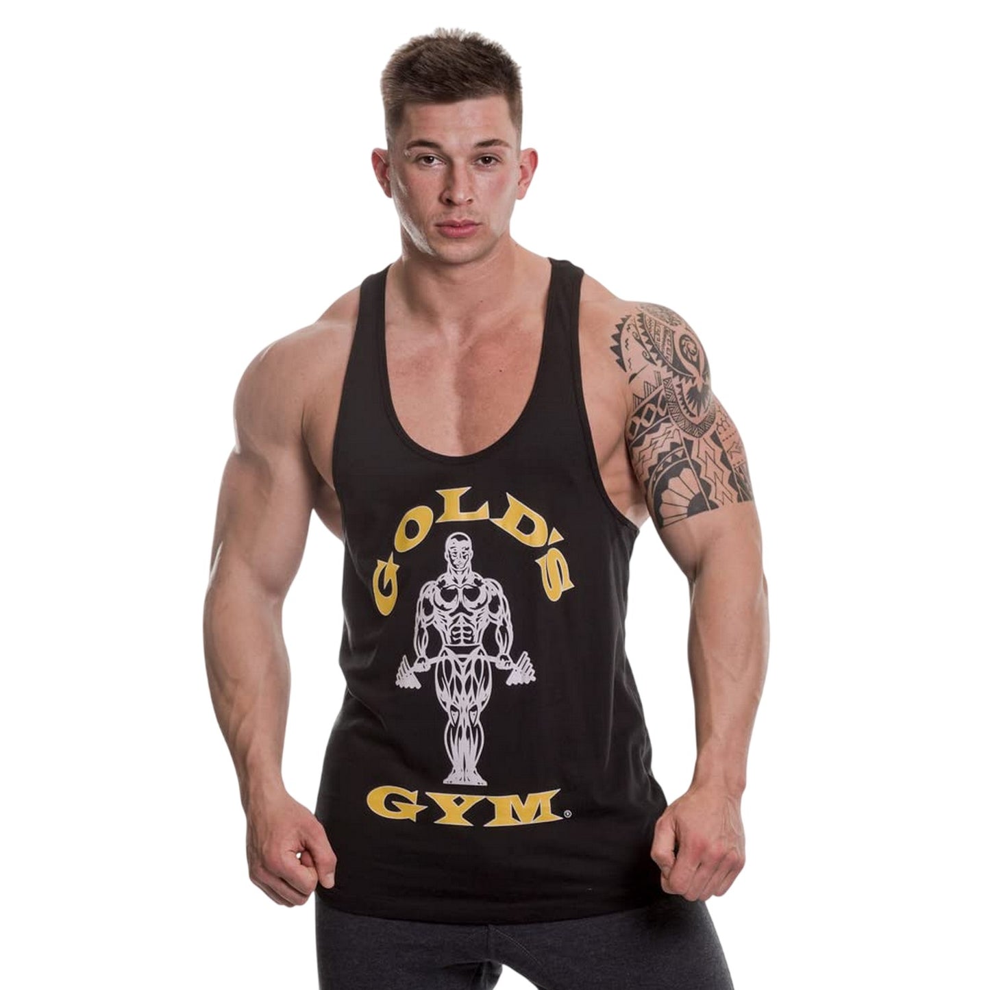 Black - Side - Gold´s Gym Mens Muscle Joe Cotton Vest Top