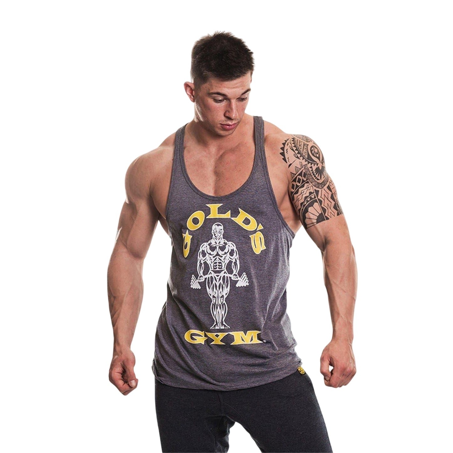 Grey - Side - Gold´s Gym Mens Muscle Joe Cotton Vest Top