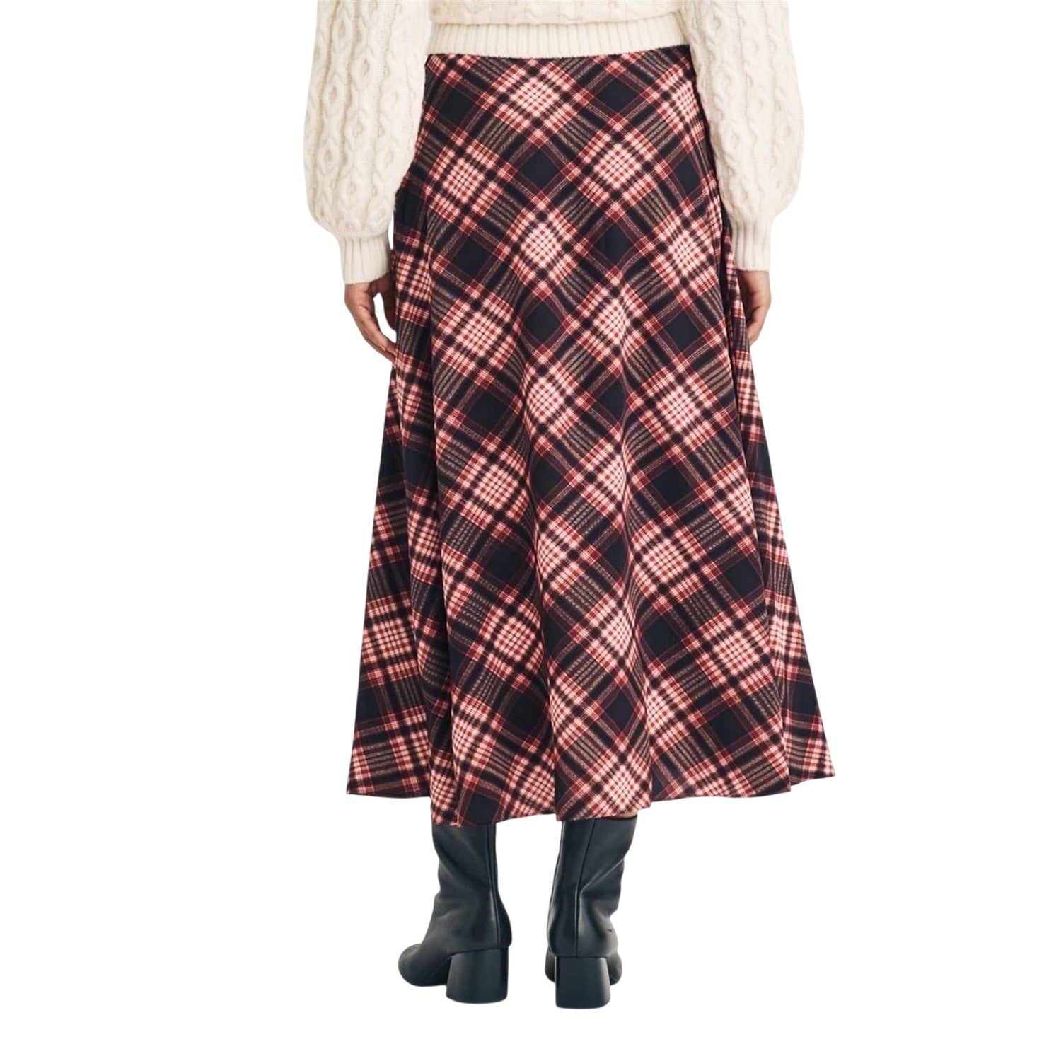 Pink - Back - Nobody´s Child Womens-Ladies Milo Plaid Midi Skirt