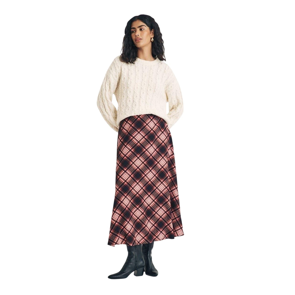 Pink - Front - Nobody´s Child Womens-Ladies Milo Plaid Midi Skirt