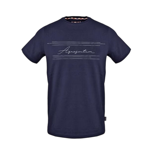 Navy - Front - Aquascutum Mens Signature Crew Neck T-Shirt