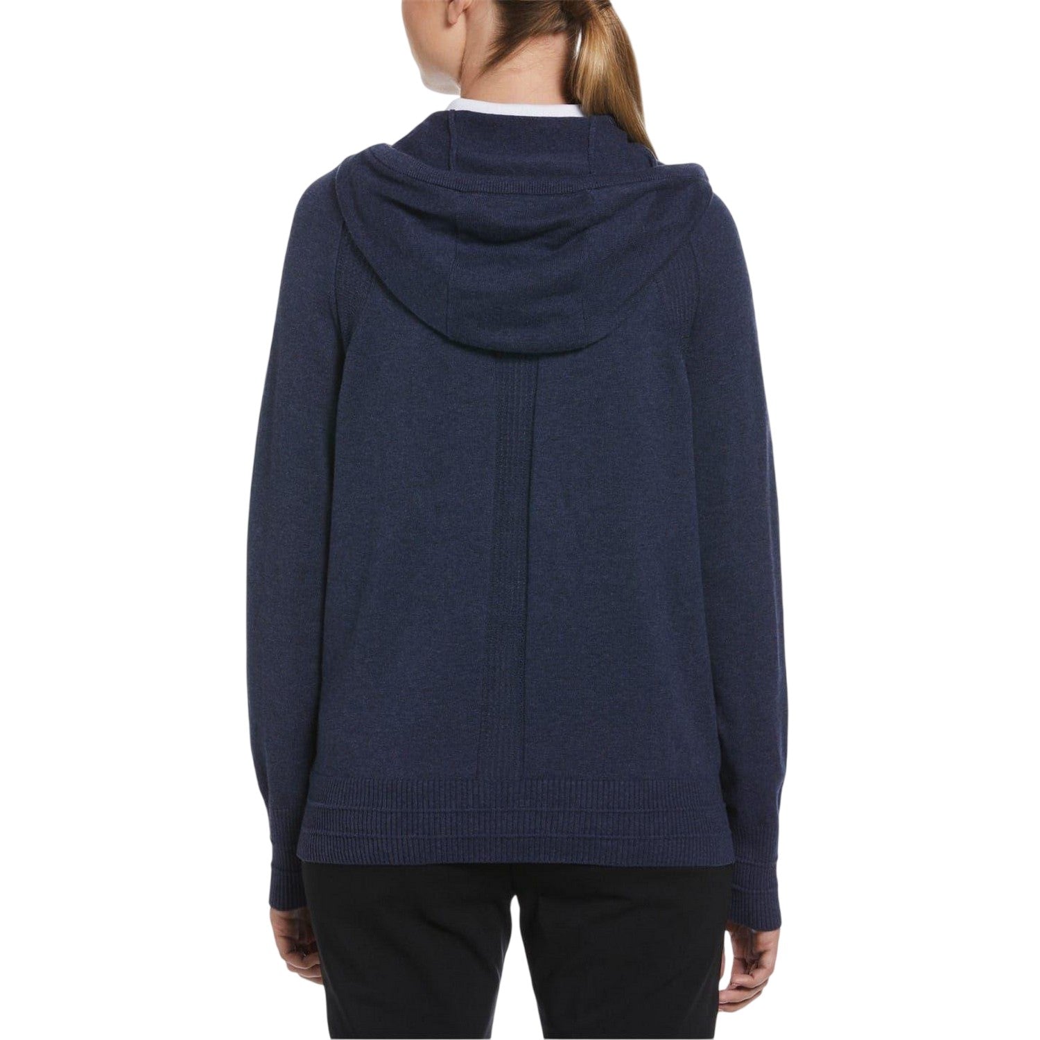 Navy Marl - Back - Callaway Womens-Ladies Plain Drawstring Hoodie
