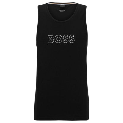 Black - Front - Boss Mens Ribbed Tank Top