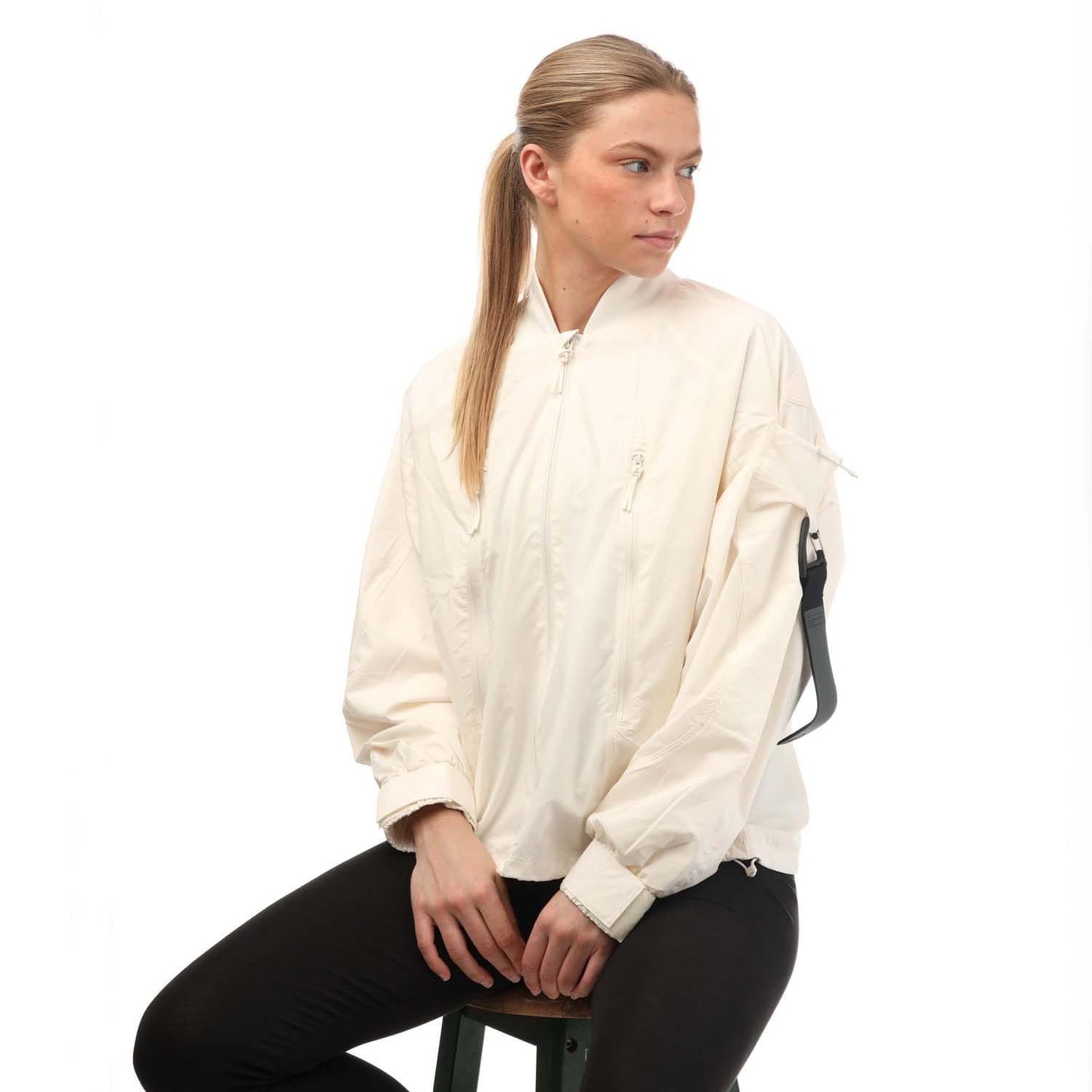 White - Side - Adidas Womens-Ladies City Escape Loose Track Top